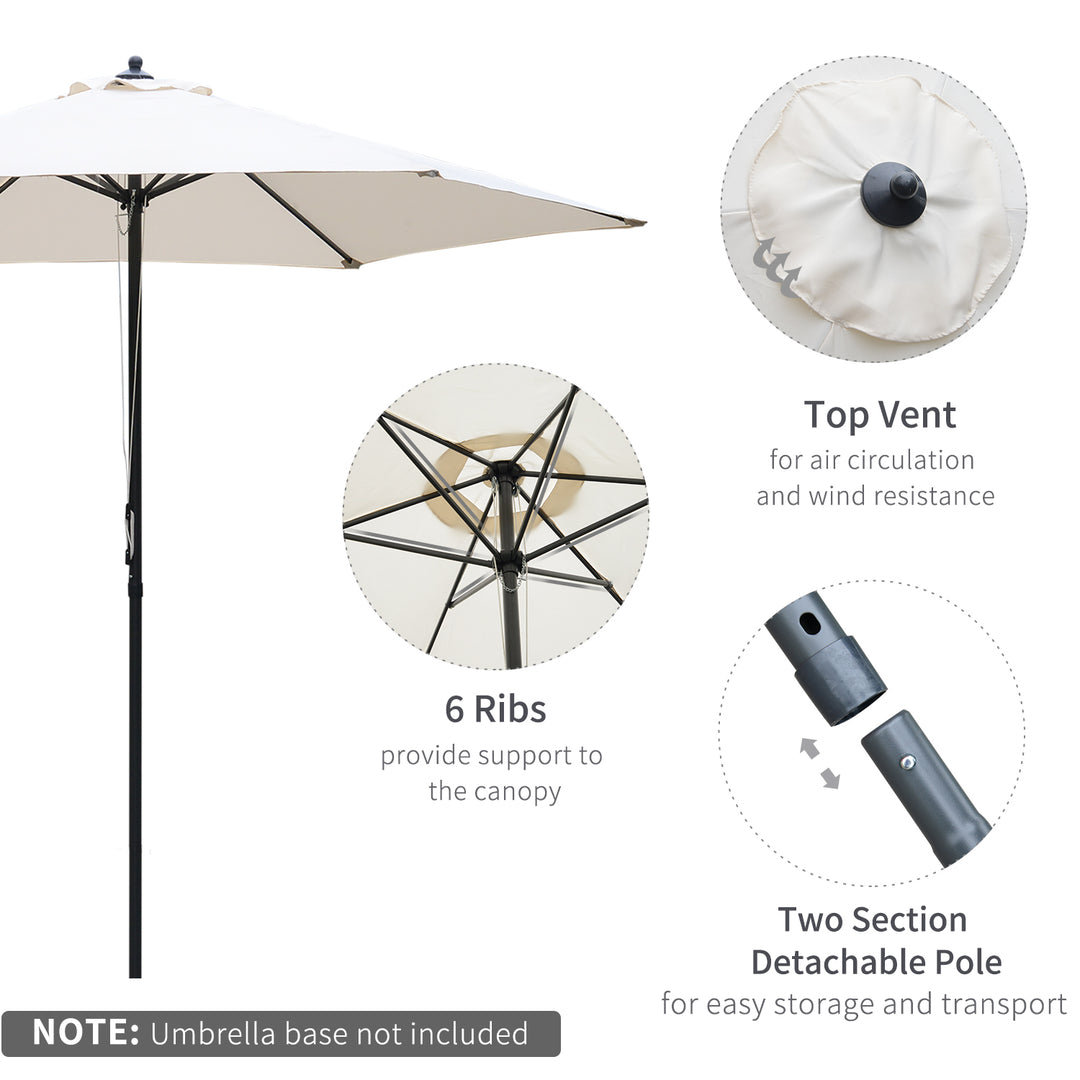 2.8m Garden Parasol Umbrella, Round Outdoor Market Table Umbrella Sun Shade Canopy, Off-White