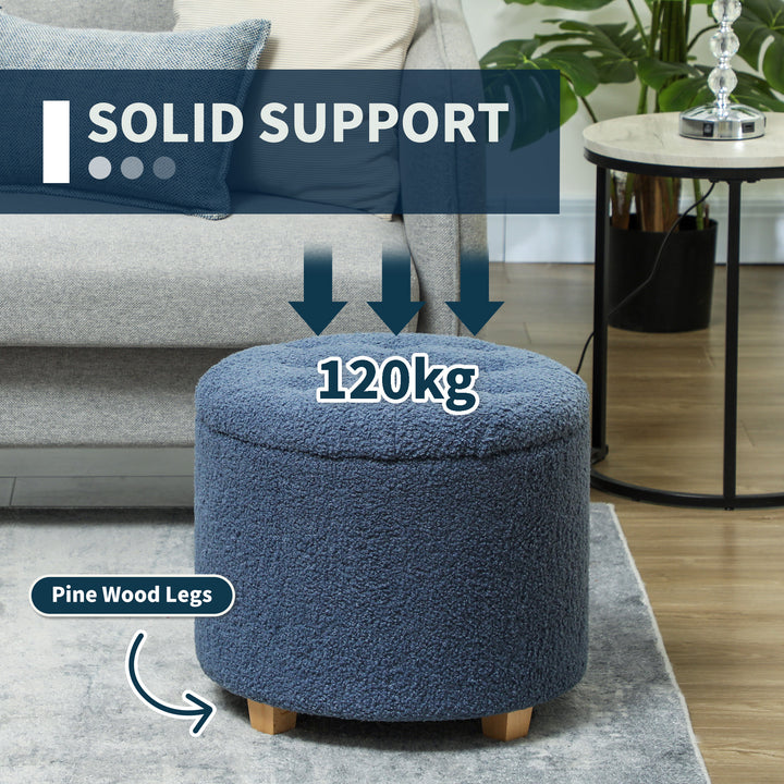 40.5L Teddy Fleece Storage Ottoman - Blue