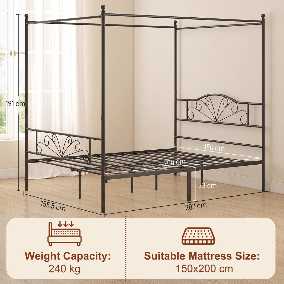 Canopy Bed Frame King Size, Metal Platform Bed Frame with Headboard - view 3