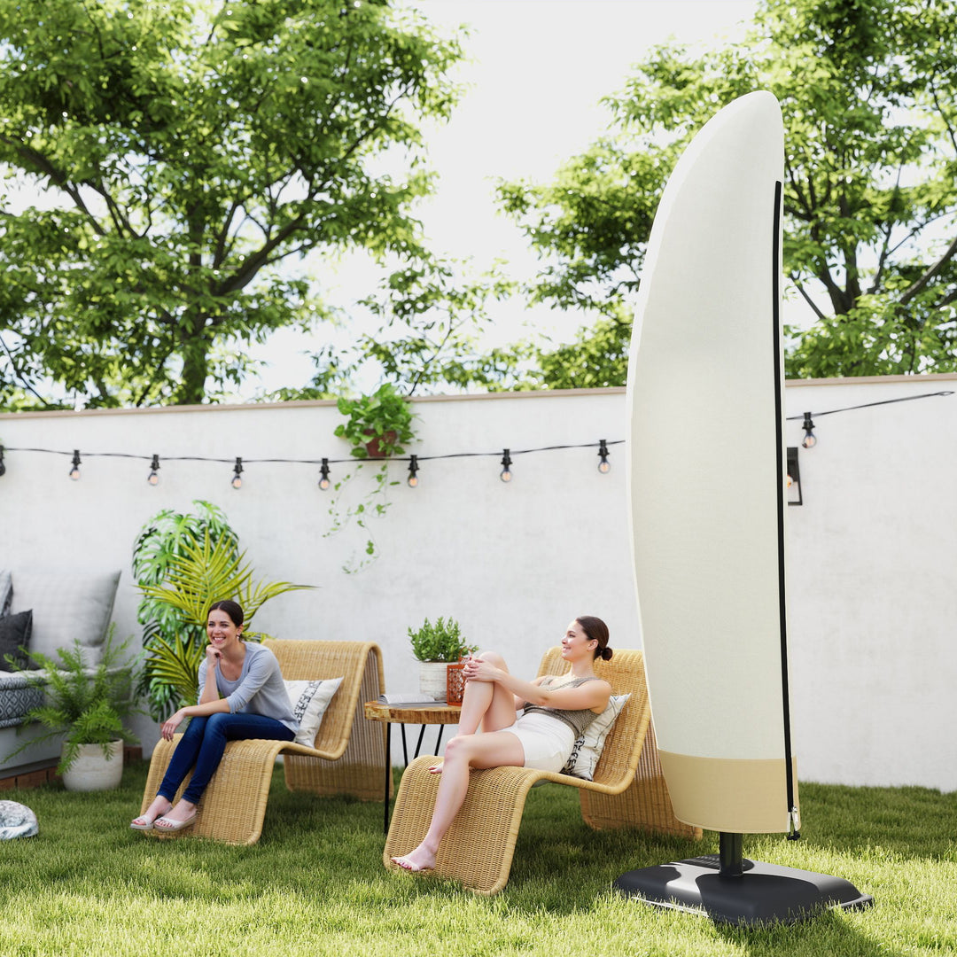 Parasol Cover, 600D Oxford Cantilever Umbrella Cover Fit for 2-4m Parasol, Banana Umbrella Protector with Zipper for Outdoor Garden, Patio, White