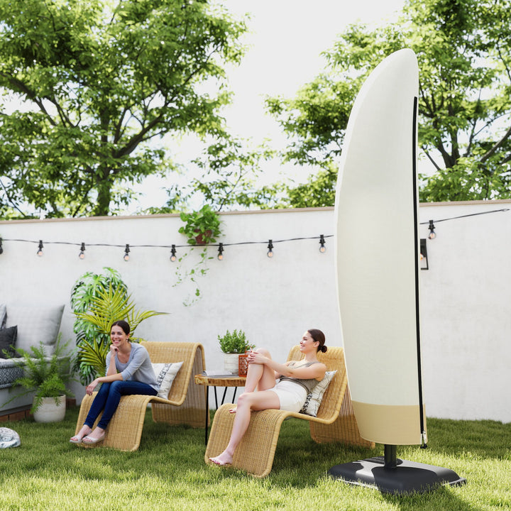 Parasol Cover, 600D Oxford Cantilever Umbrella Cover Fit for 2-4m Parasol, Banana Umbrella Protector with Zipper for Outdoor Garden, Patio, White