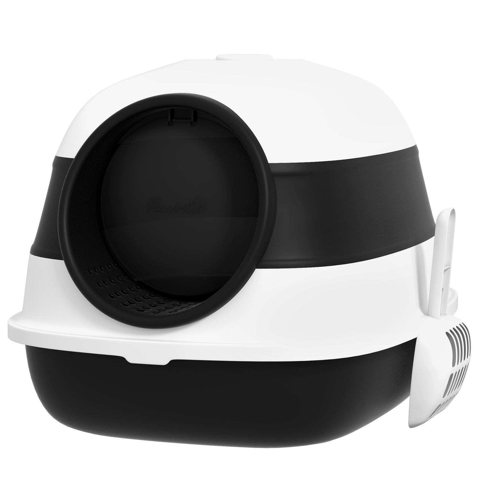 Foldable Cat Litter Tray with Lid, Deodorant, Scoop, Black