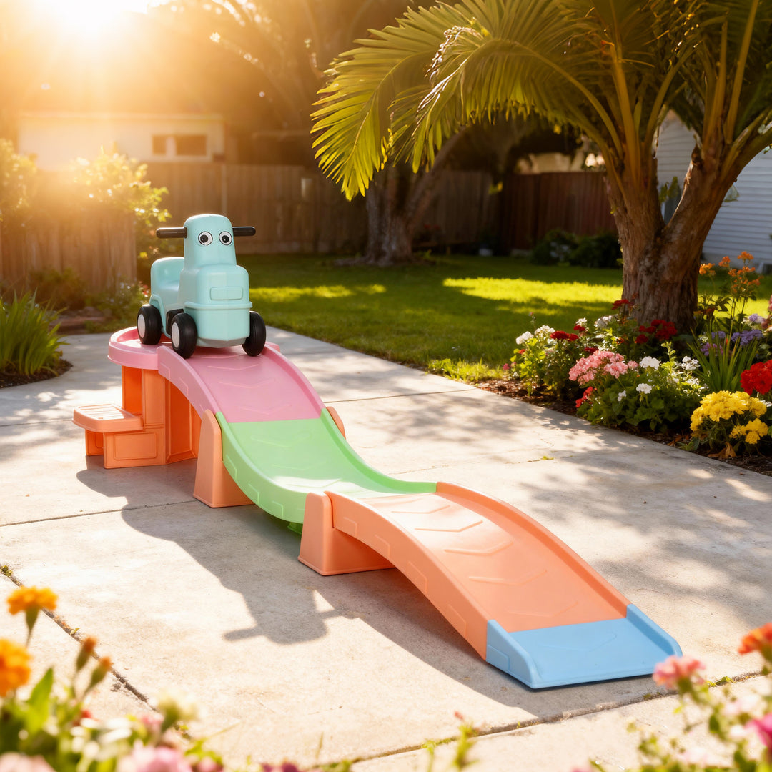 MCL 3(m) Four-Piece Ride on Kids Roller Coaster w/ Non-Slip Steps, for Ages 2-5 Years - Orange