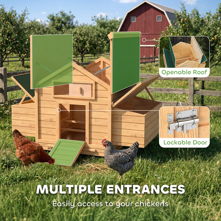 Chicken Coop, Wooden Outdoor Hen House with Nesting Box, Openable Wate