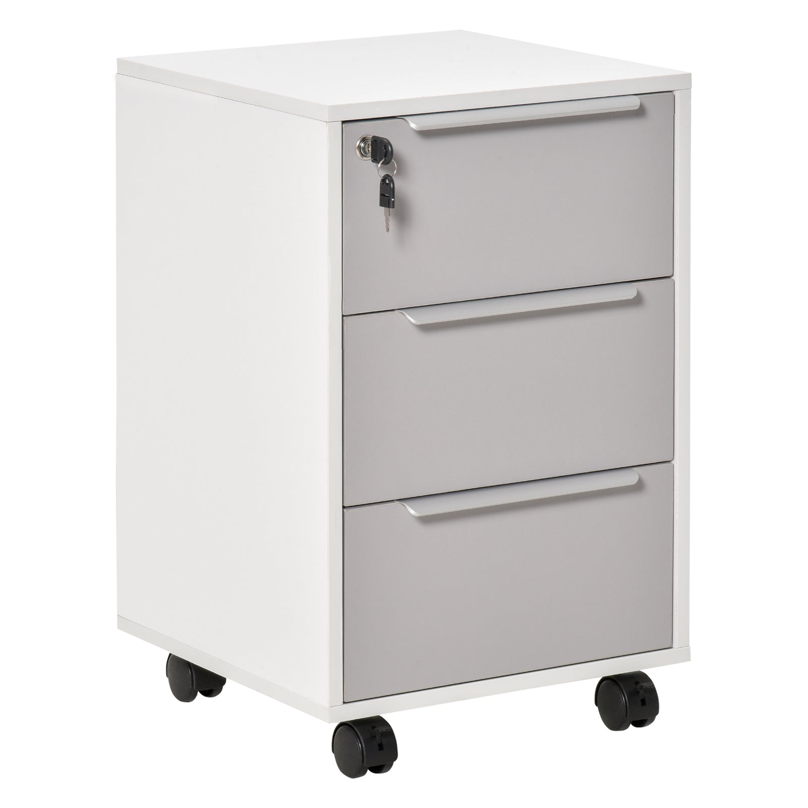 Three-Drawer Locking Filing Cabinet - Grey/White