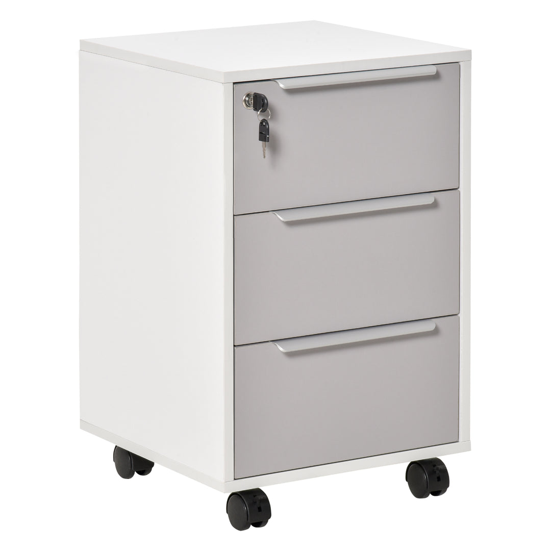 MCL Three-Drawer Locking Filing Cabinet - Grey/White