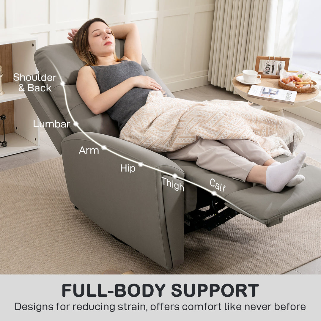 Recliner Armchair, Manual Reclining Chair with Adjustable Leg Rest and Reclining Functions, Modern Microfibre Overstuffed Lounge Seating for Living Room, Bedroom, Grey