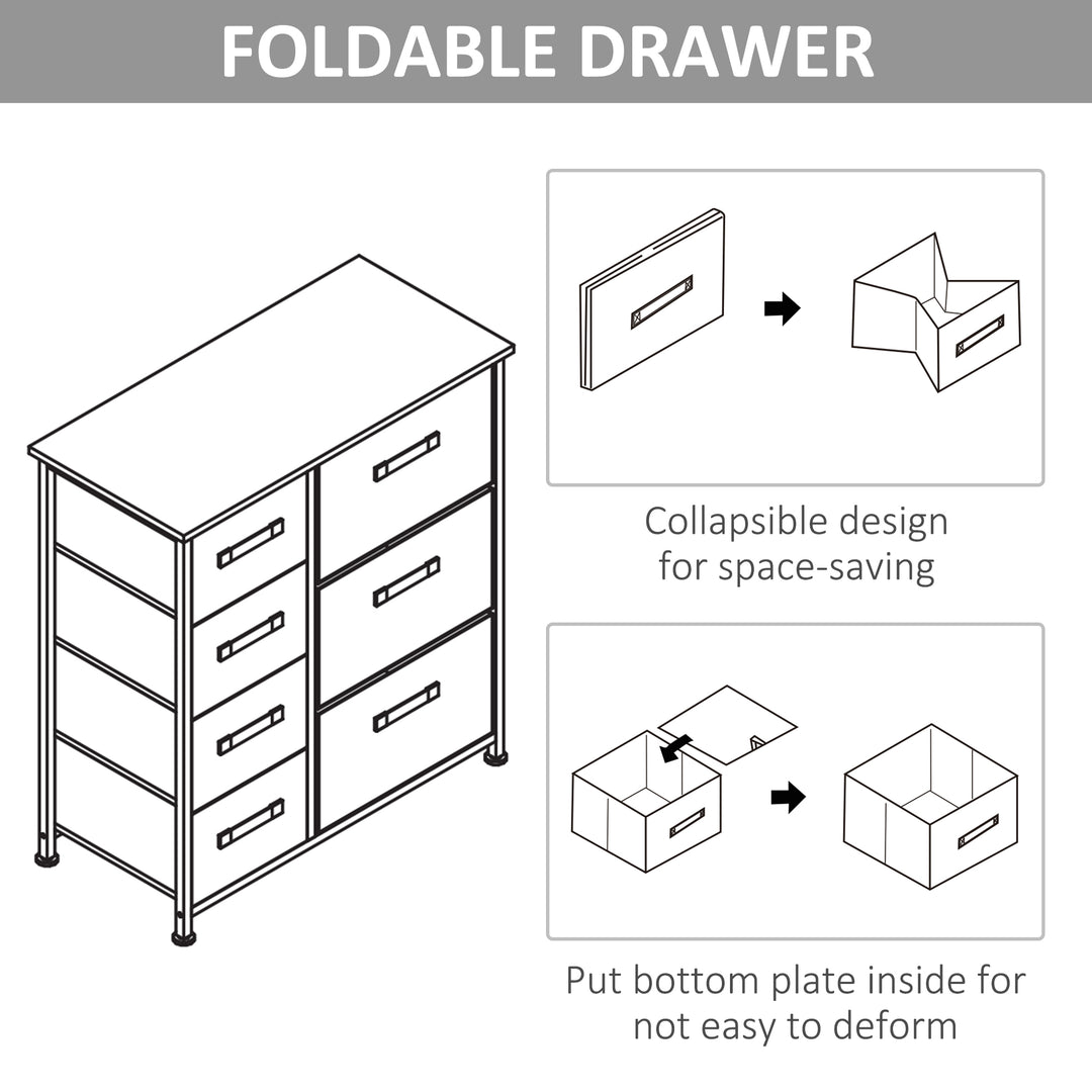Chest of Drawers with 7 Drawers, Fabric Drawers with Large Storage Space, Drawers Dresser with Metal Frame, Adjustable Feet for Bedroom Living Room, Light Grey