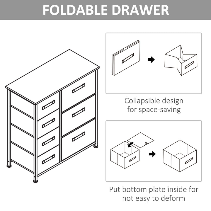 Chest of Drawers with 7 Drawers, Fabric Drawers with Large Storage Space, Drawers Dresser with Metal Frame, Adjustable Feet for Bedroom Living Room, Light Grey