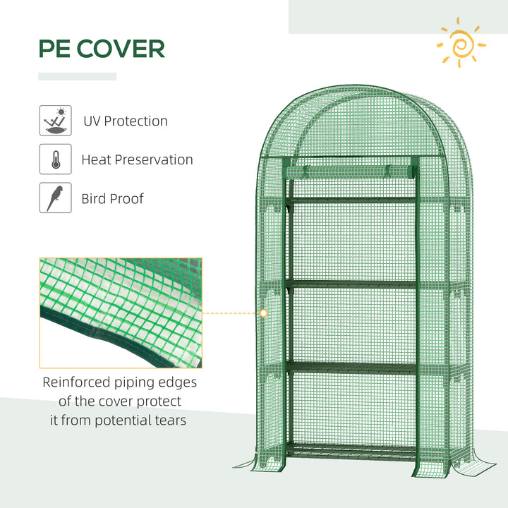 Outsunny Compact Mini Greenhouse Outdoor with Storage Shelf and Roll