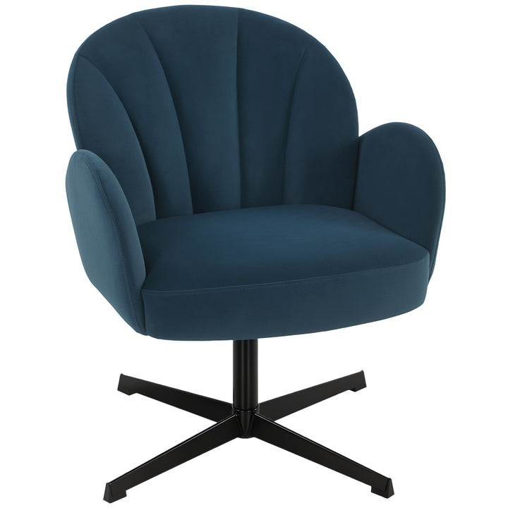 Swivel Accent Chair, Shell-Shaped Armchair with Spring Cushion, Metal 