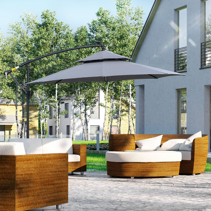 MCL 3m LED Light Overhanging Parasol - Grey