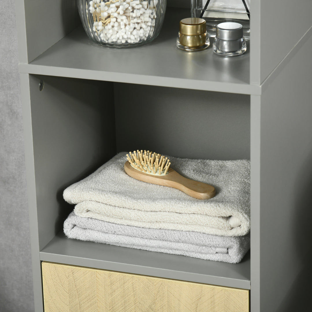 Freestanding Bathroom Storage, Tall Bathroom Cabinet with Door and Adjustable Shelves, 31.4x30x165cm