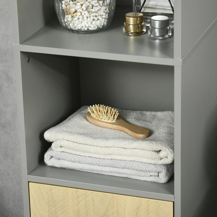 Freestanding Bathroom Storage, Tall Bathroom Cabinet with Door and Adjustable Shelves, 31.4x30x165cm