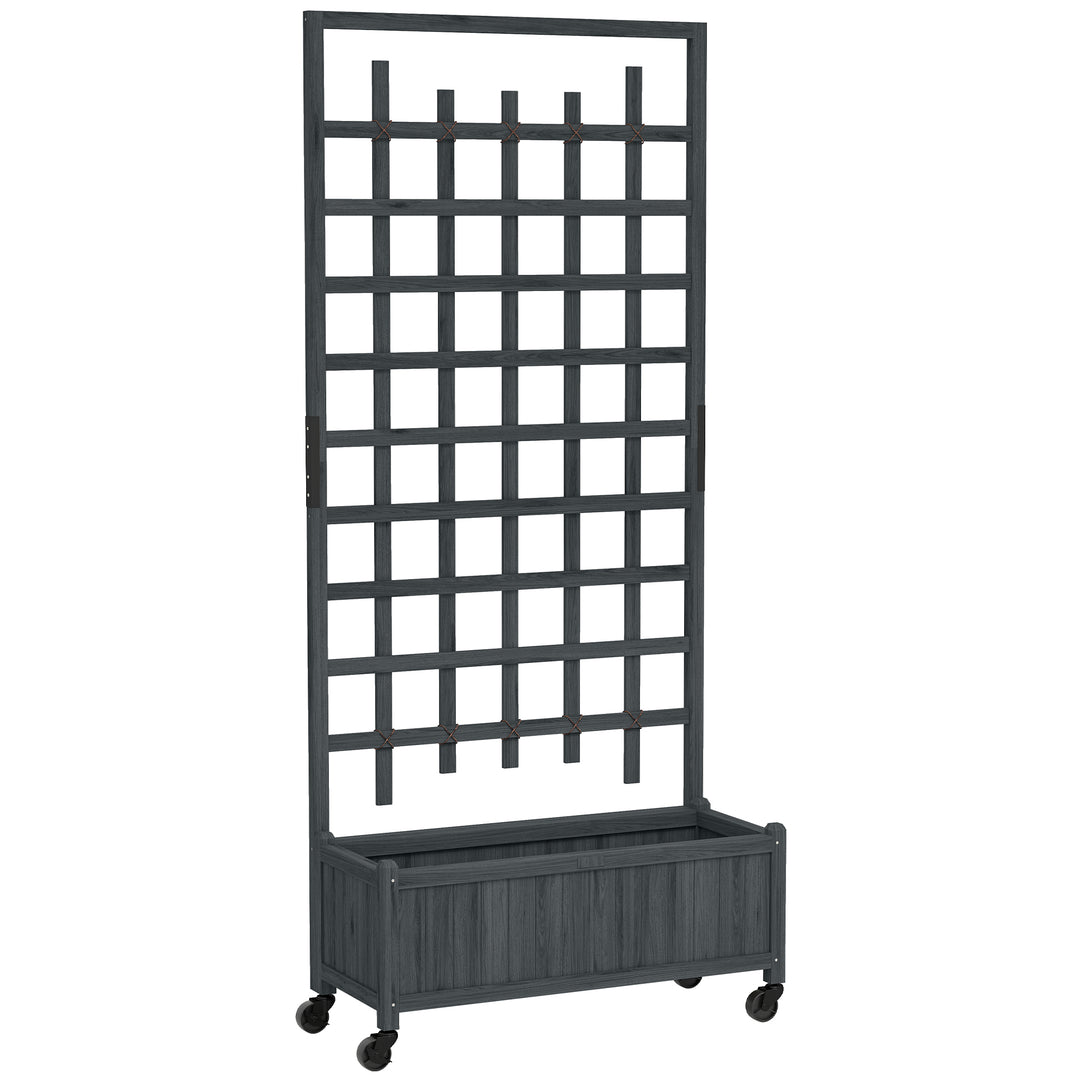 Wooden Trellis Planter, Raised Garden Bed with Wheels, to Climb and Gr