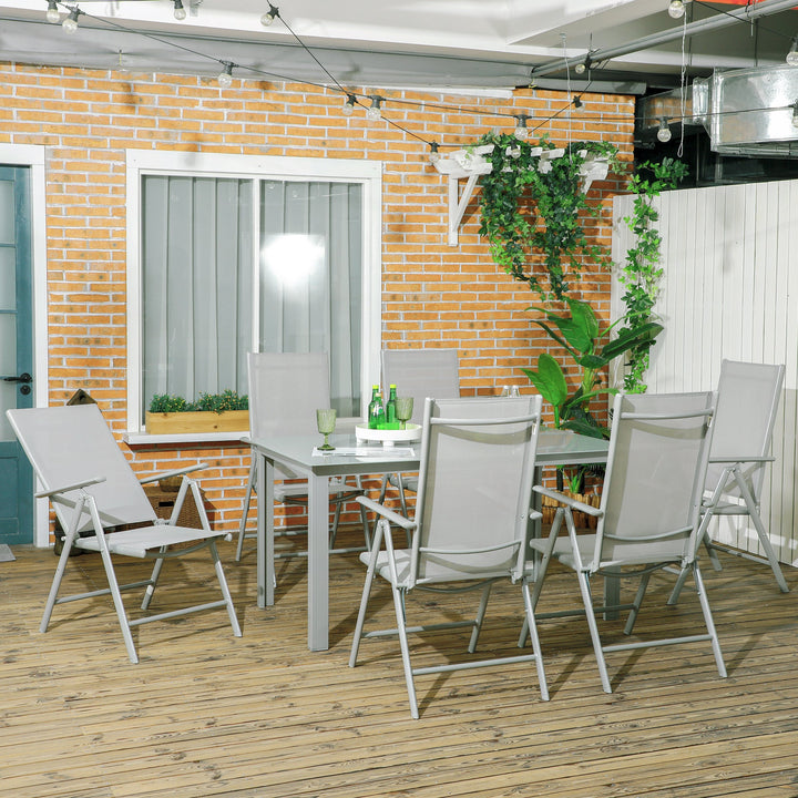 7 Piece Garden Dining Set, Aluminium Frame