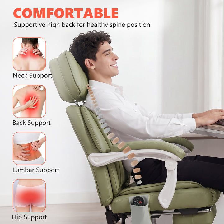 High Back Vibration Massage Office Chair Heated Reclining Computer Cha