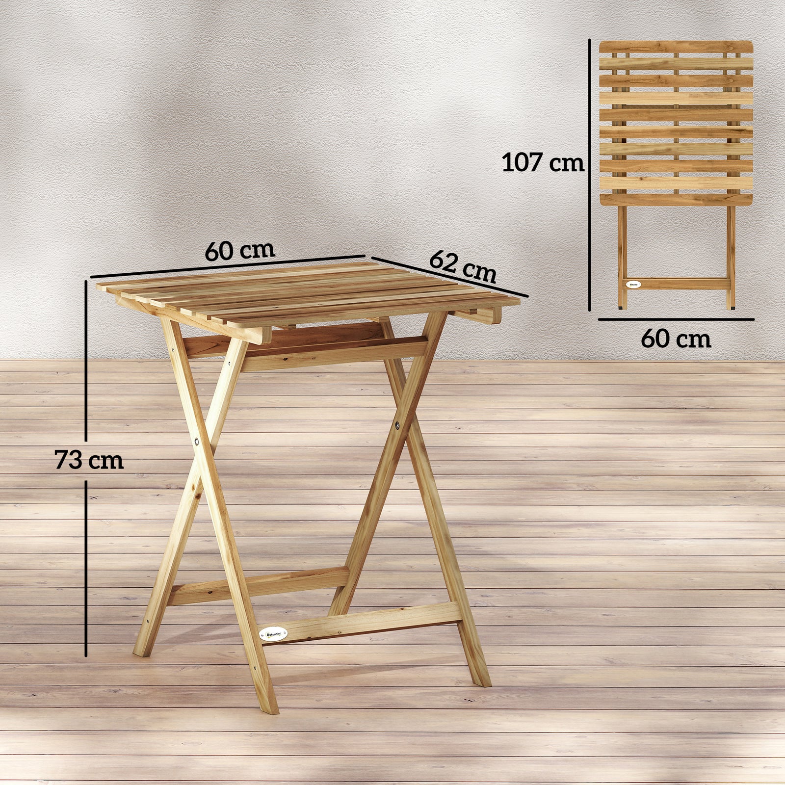 Outdoor Coffee Table Foldable Wooden Garden Table for Patio Balcony Na