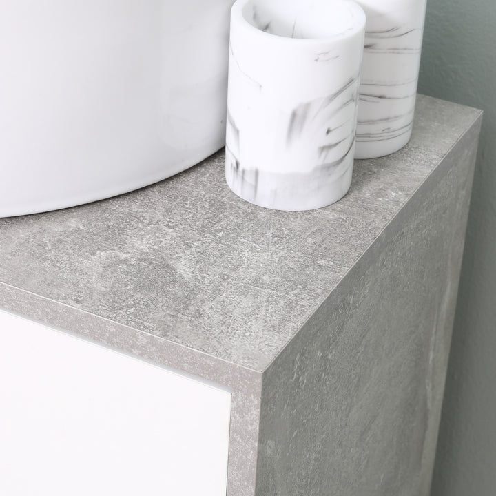 Under Sink Cabinet, Bathroom Vanity Unit, Storage Cupboard with Adjustable Shelves, White and Grey