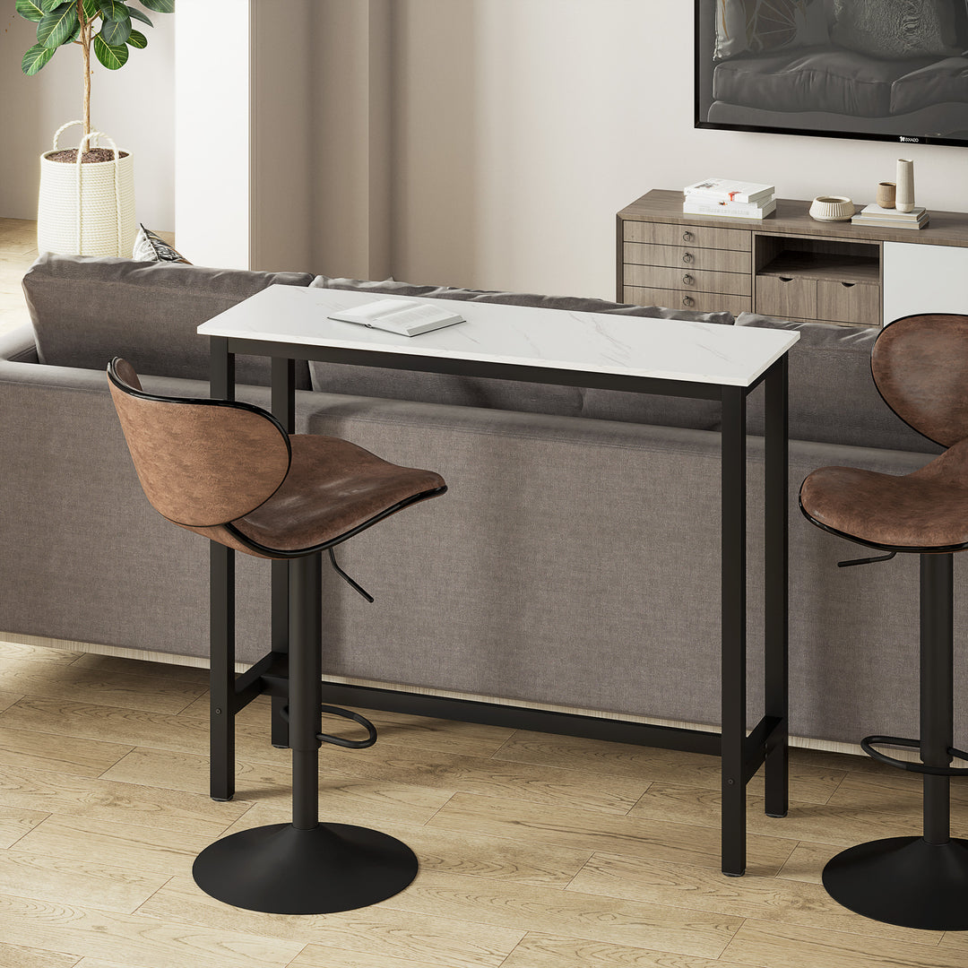 Rectangular Bar Table, Wood Effect Coffee Table for Small Space, Breakfast Dining, Kitchen, Industrial, White & Black