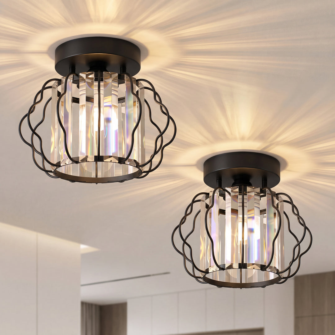 Crystal Ceiling Light Fixtures, Modern Semi-Flush Ceiling Lighting - view 2
