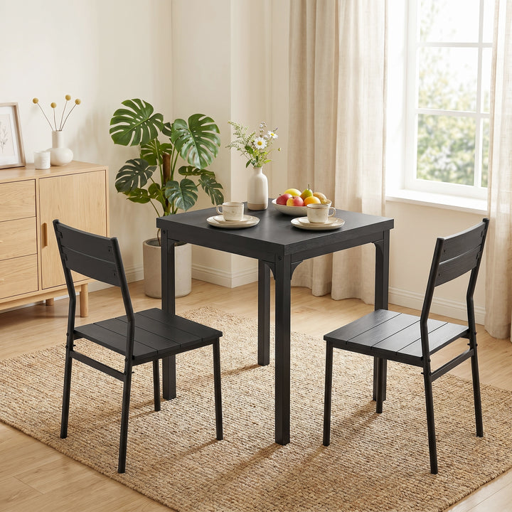 3 Piece Space-Saving Kitchen Table and Chairs, Dining Table Set for 2 