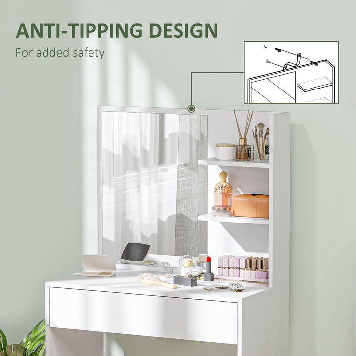HOMCOM Dressing Table with Mirror and Storage - White
