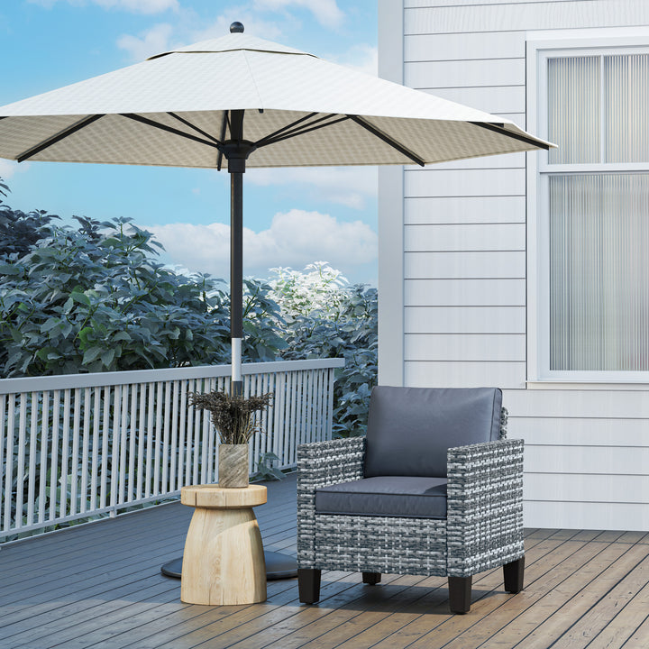 Single Rattan Armchair, with Cushions - Light Grey