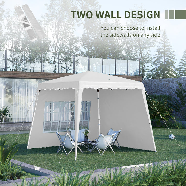 2.4 x 2.4m Two Wall Pop Up Gazebo - White