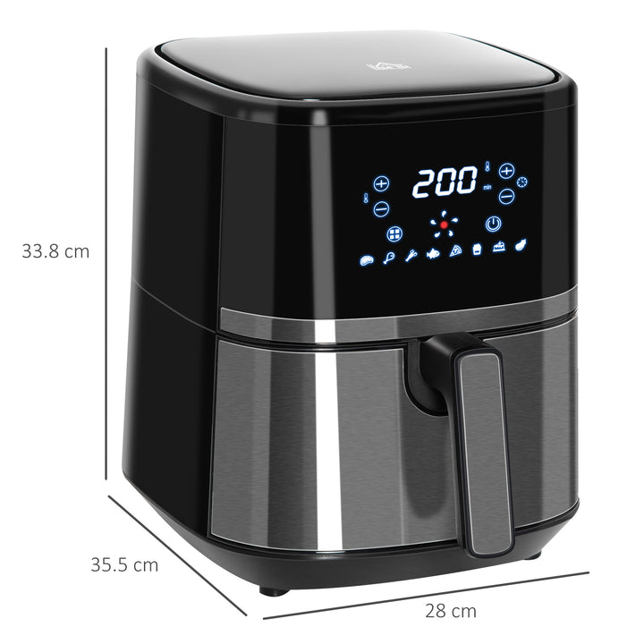 HOMCOM 4.5L Digital Air Fryer, 1500W W/ Digital Display, Adjustable Temperature, Timer and Nonstick Basket, Black | Aosom UK