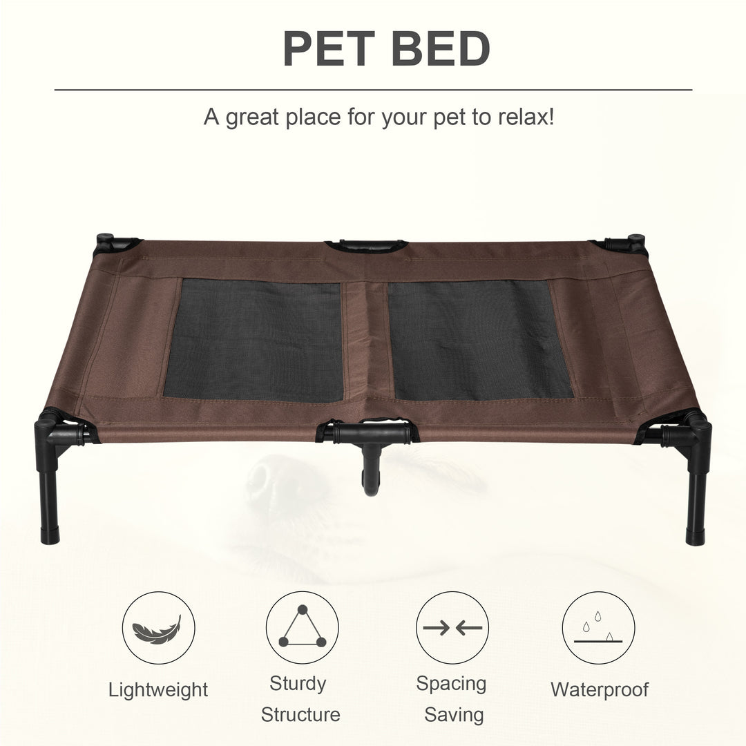 Large Raised Dog Bed Cat Elevated Lifted Cooling Portable Camping Basket Outdoor Indoor Mesh Pet Cot Metal Frame Brown