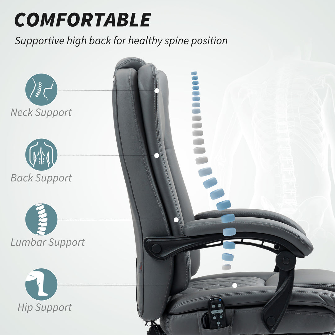 Executive Office Chair with 6-point Massage and Heat - Light Grey