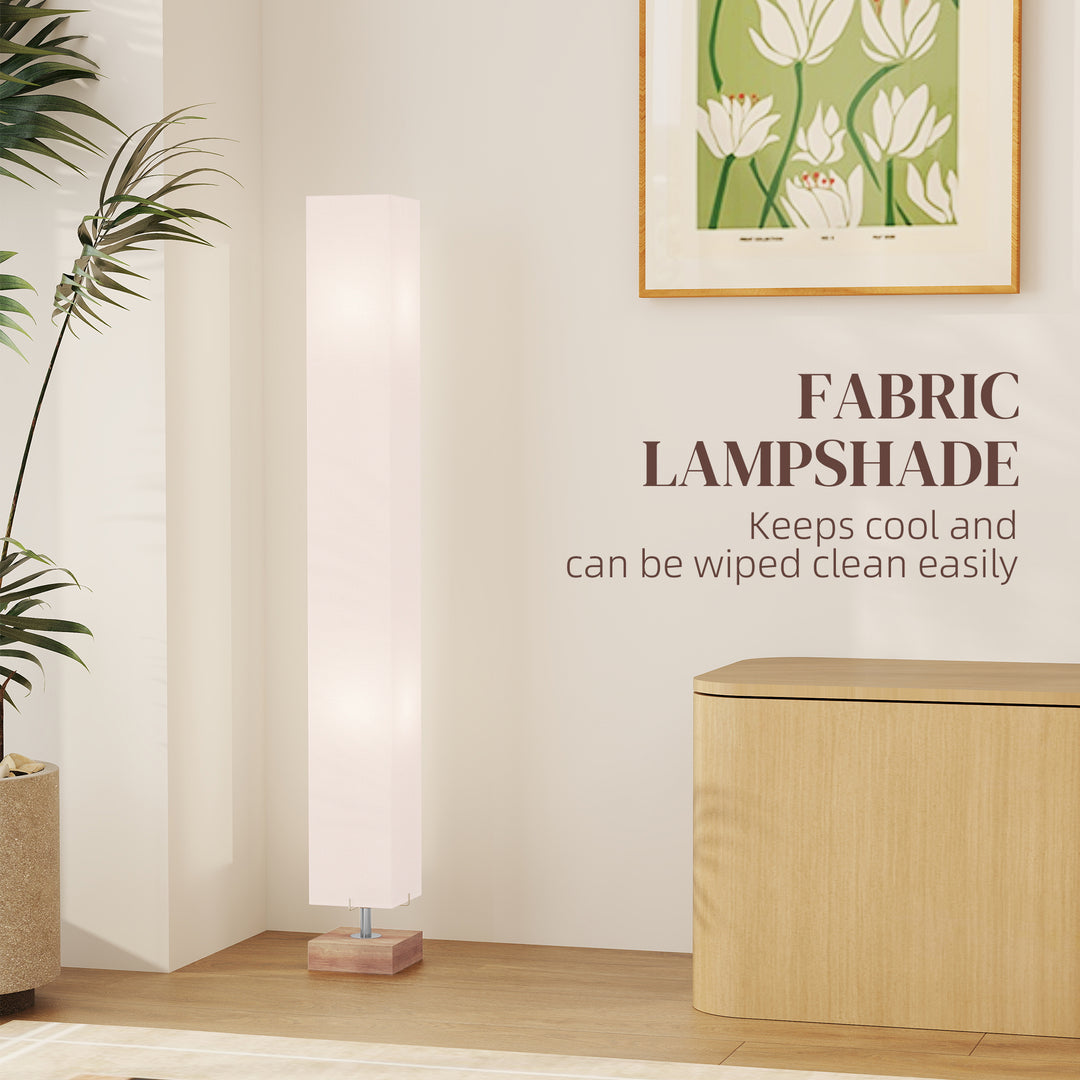 Floor Lamp, 120cm Standing Lamp with Linen Lampshade, Standard Light with Pine Wood Base for Living Room, Bedroom (Bulbs Not Included)