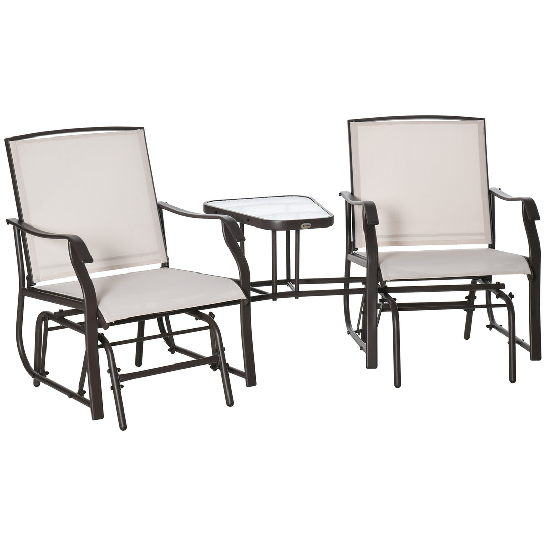 Gliding Jack and Jill Seat, with Glass-Top Table - Brown/Beige
