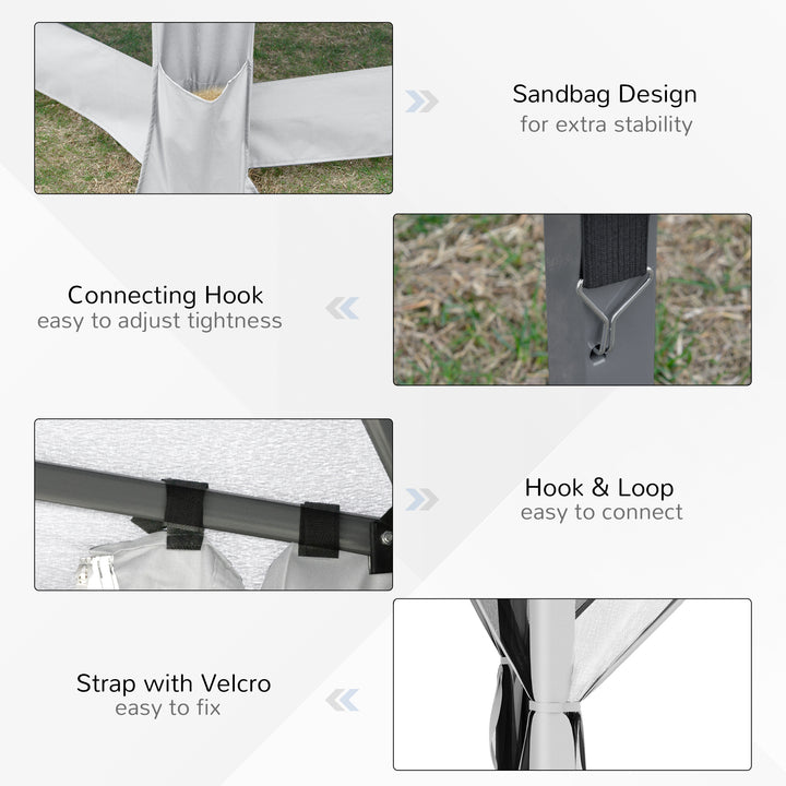 MCL 3.2m Pop Up Gazebo Hexagonal Canopy Tent Outdoor Sun Protection with Mesh Sidewalls, Handy Bag, Light Grey