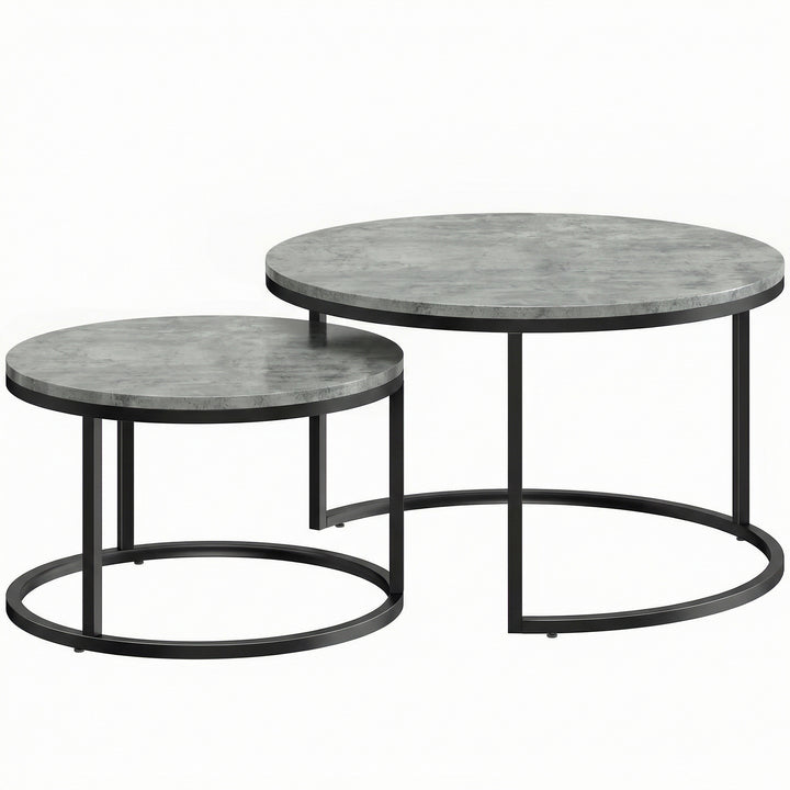 Set of Two Cement-Effect Stacking Tables - Grey