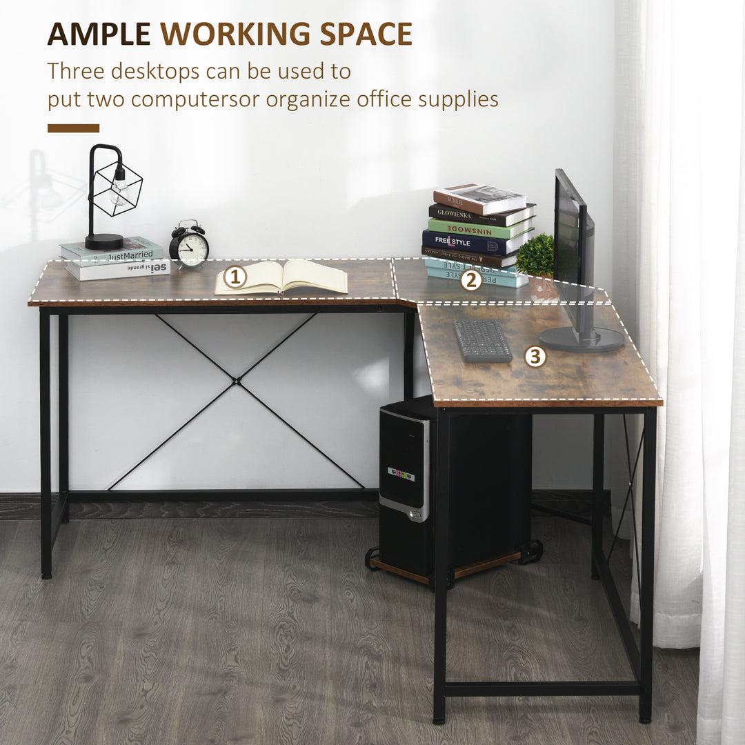 L-Shaped Desk, Gaming Desk, 150 x 150 x 75 cm, Corner Computer Desk for Study, Home Office, Bedroom, Rustic Brown