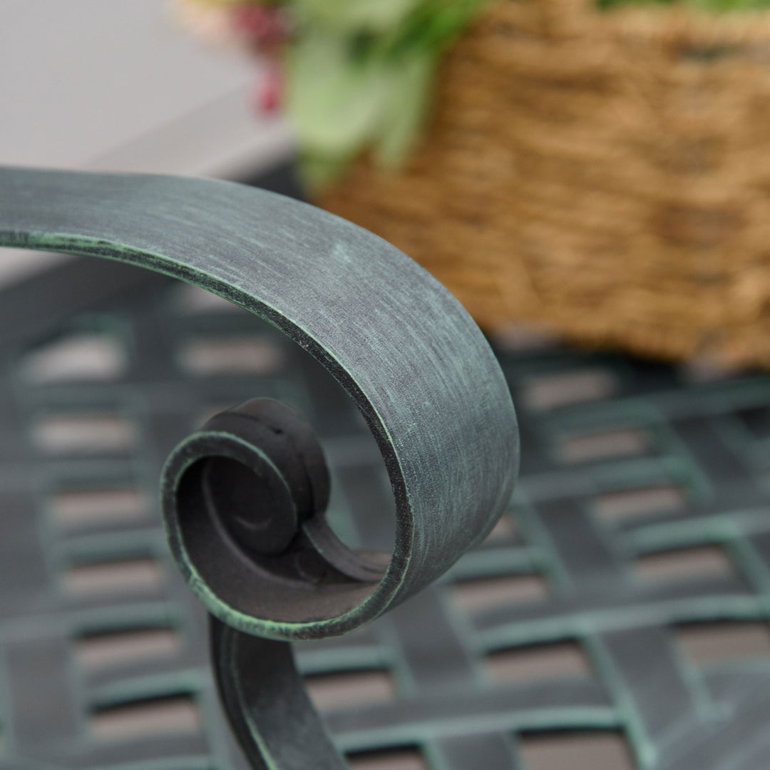 Cast Aluminium Garden Bench 2 Seater Antique Loveseat for Outdoor Patio Porch Park, Verdigris