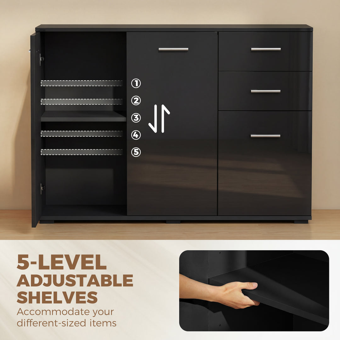 Sideboard, Modern Storage Cabinet with 2 Drawers, 3 Doors and Adjustab