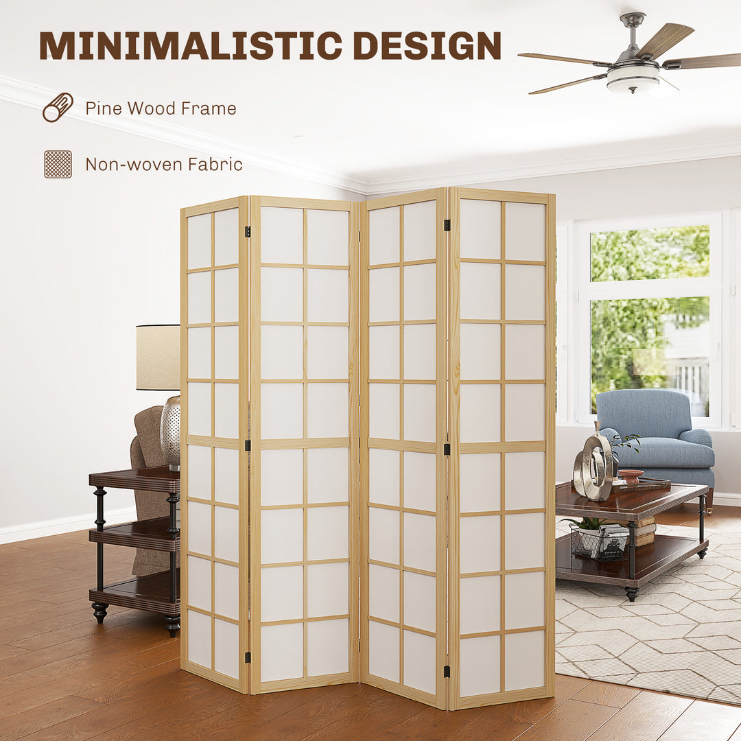 4 Panel Folding Room Divider, Freestanding Room Separator, Indoor Privacy Screen for Living Room, Bedroom, 160 x 170cm
