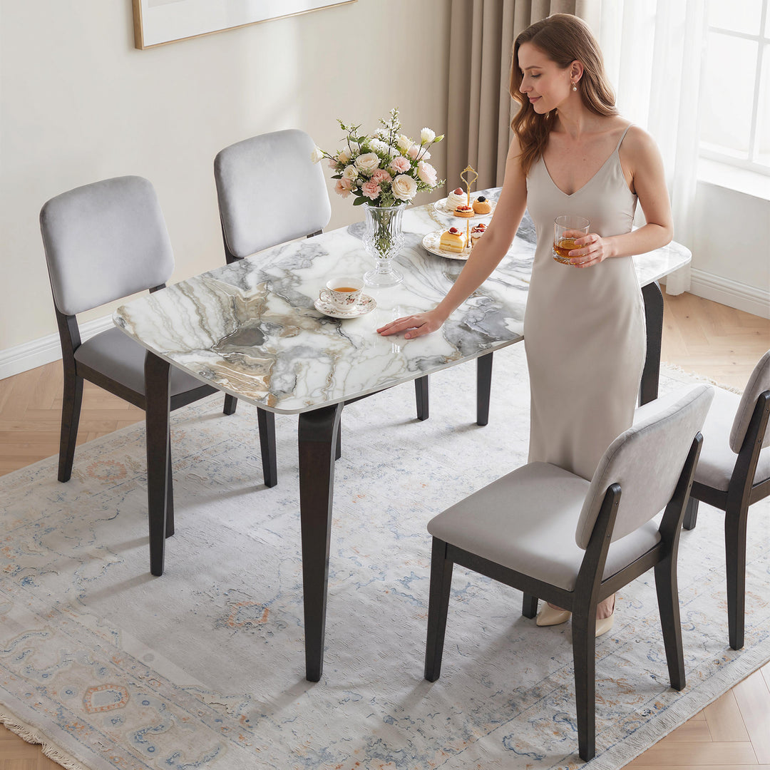 Dining Table for 4, Modern Kitchen Table with Sintered Stone Tabletop,