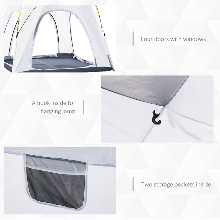 4 Person Automatic Camping Tent, Outdoor Pop Up Tent, Portable Backpacking Dome Shelter, Light Grey