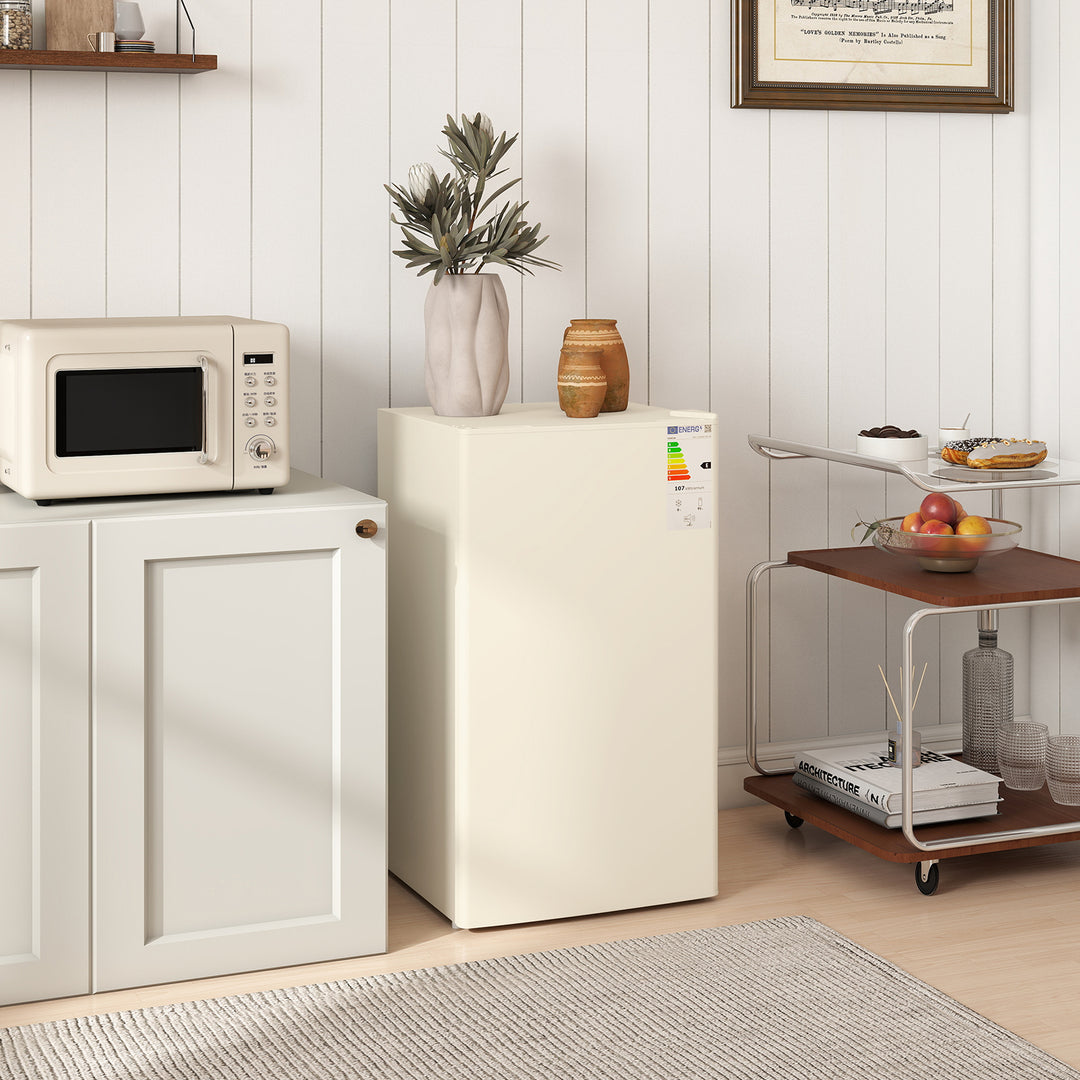91 Litre Freestanding Under Counter Fridge Freezer, Small Fridge with Chiller Box, Adjustable Thermostat, 47.5cm Wide, Beige