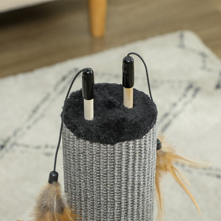 78cm 2-in-1 Cat Scratching Post with 3 Toy Feathers, Black