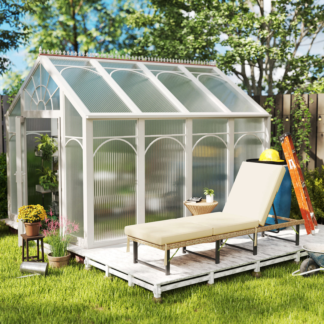 Single Folding Rattan Sun Lounger, with Cushion - Grey
