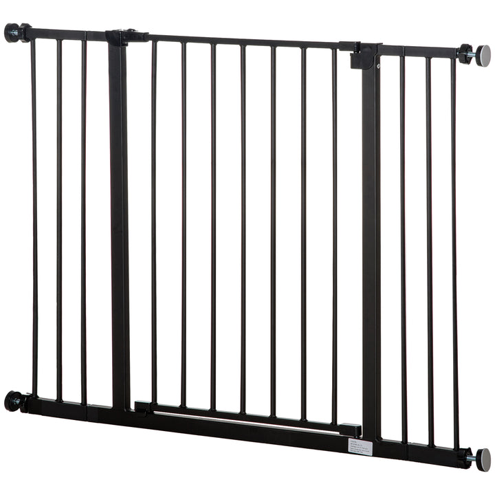 PawHut Safety Pet Gate, Auto-Close Metal Dog Barrier with Adjustable Width 76-107cm, Stair Door, Black | Aosom UK