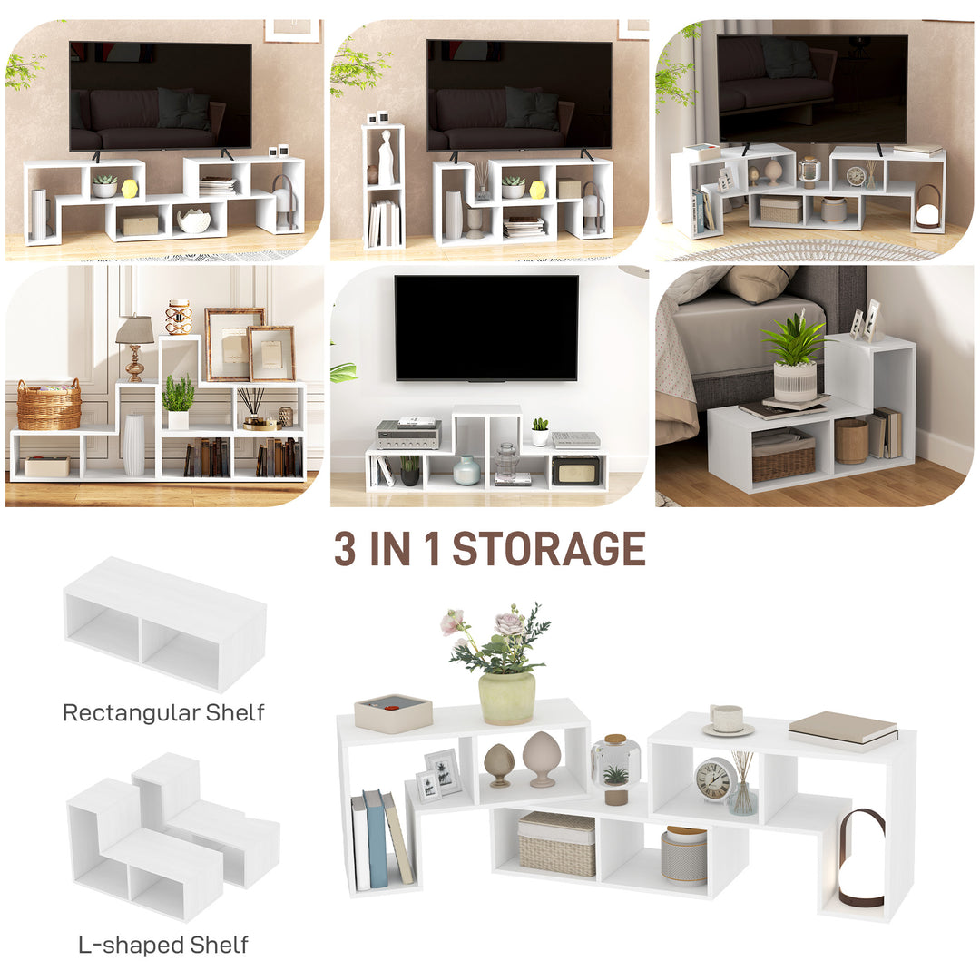 TV Stand for TVs up to 75 Inches, Free Combination TV Unit with Storage Shelves, Extendable Entertainment Centre for Living Room, White Wood Grain