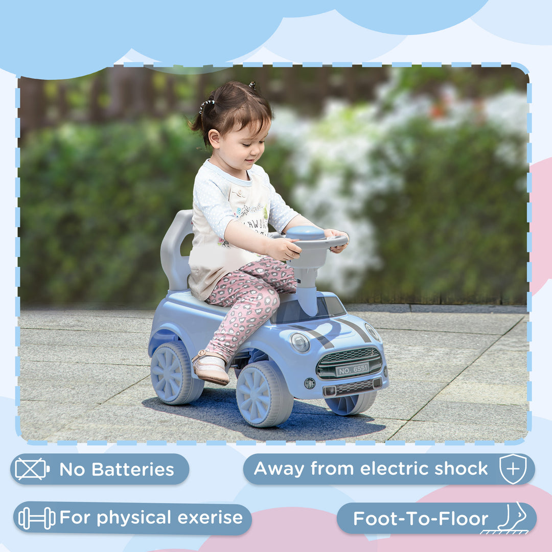 AIYAPLAY Foot To Floor Ride On Car Sliding Car w/ Air Horn, Anti-Over-Backwards, 18 to 36 Months - Light Blue