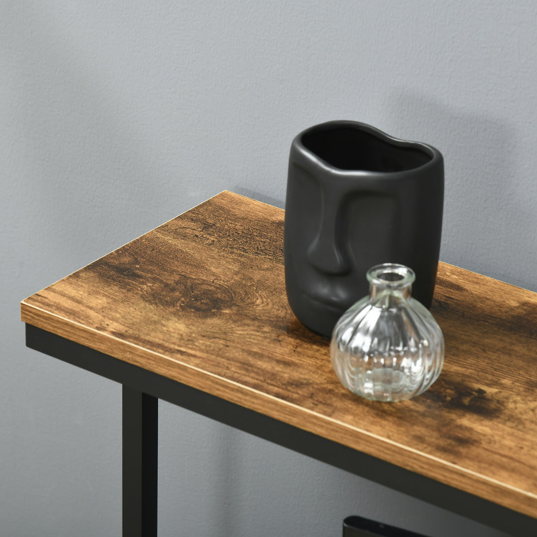 MCL Computer Desk with Bookshelf, Industrial Writing Table with 6 Tier Storage Shelves for Home Office, Bedroom, Study, 150 x 55 x 138cm, Rustic Brown