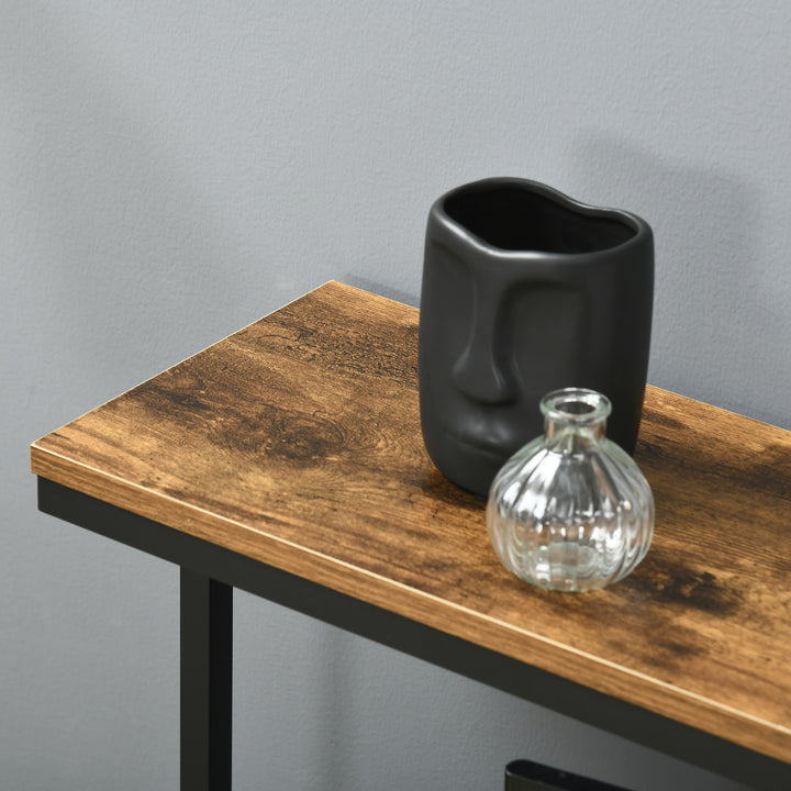 MCL Computer Desk with Bookshelf, Industrial Writing Table with 6 Tier Storage Shelves for Home Office, Bedroom, Study, 150 x 55 x 138cm, Rustic Brown